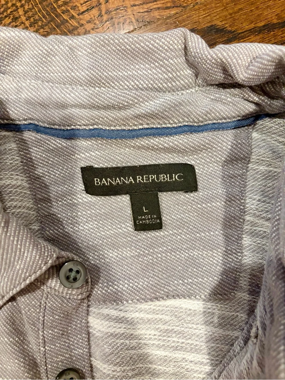 Banana Republic Men's Pale Gray Button-Collar Polo